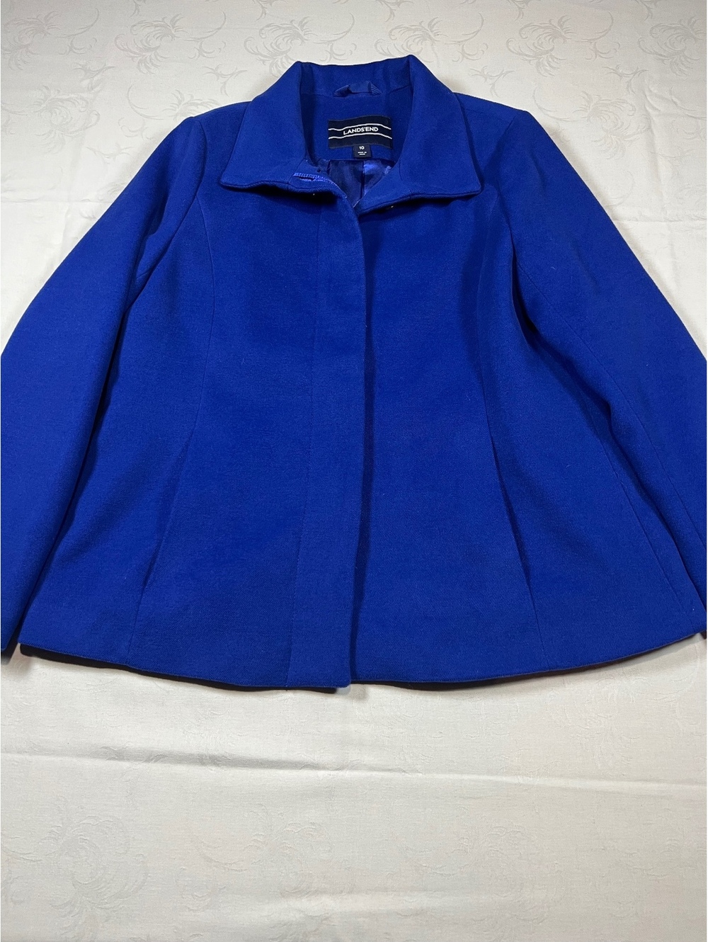 Lands End Womans Jacket Royal Blue Button Dress Coat Size 10
